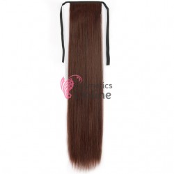 Extensie de par coada dreapta cu snur si pini 55 cm Cod D1323355 Castaniu Inchis Mixt